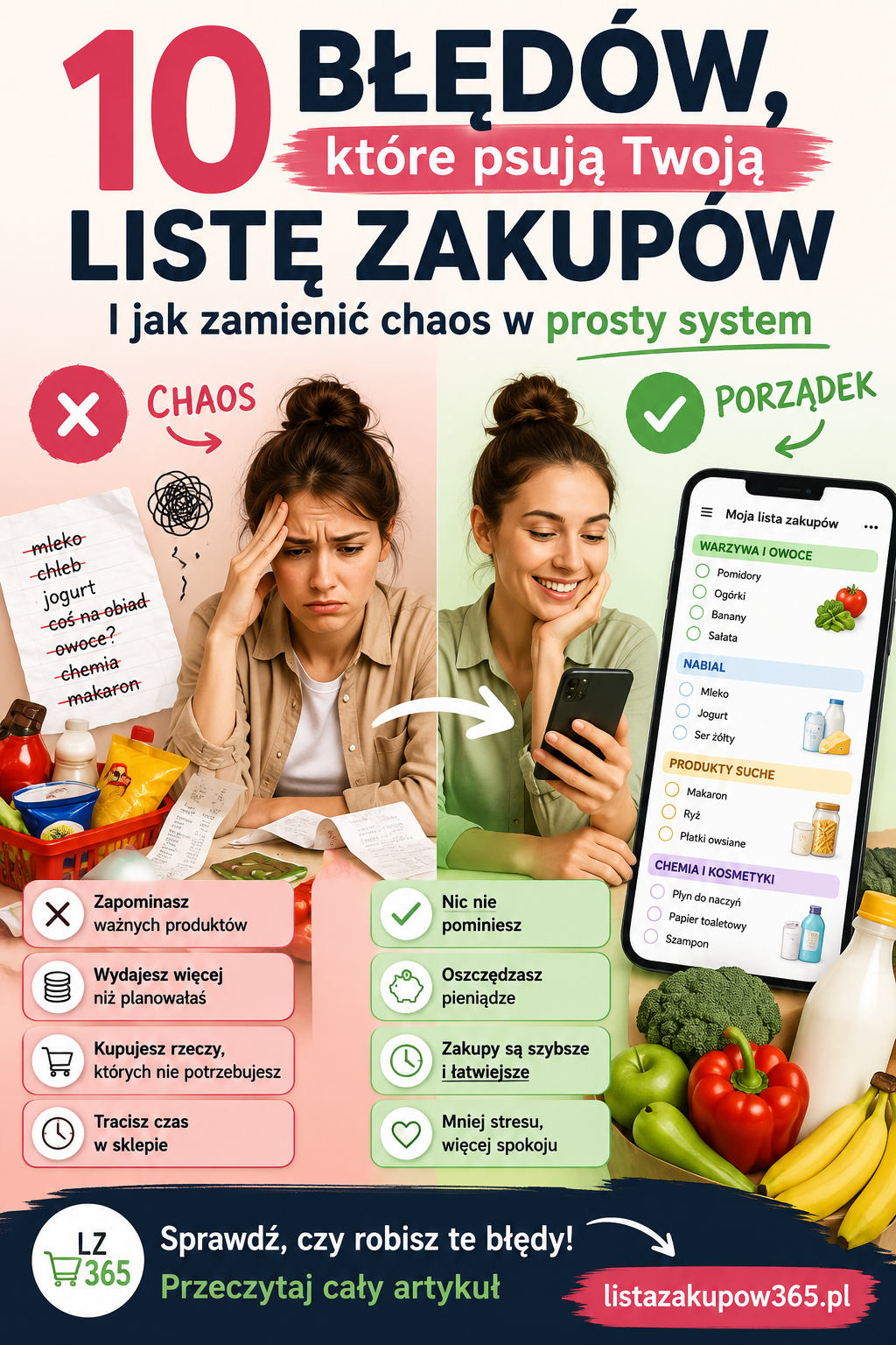 10 najczęściej popełnianych błędów przy robieniu listy zakupów (i jak ich uniknąć)