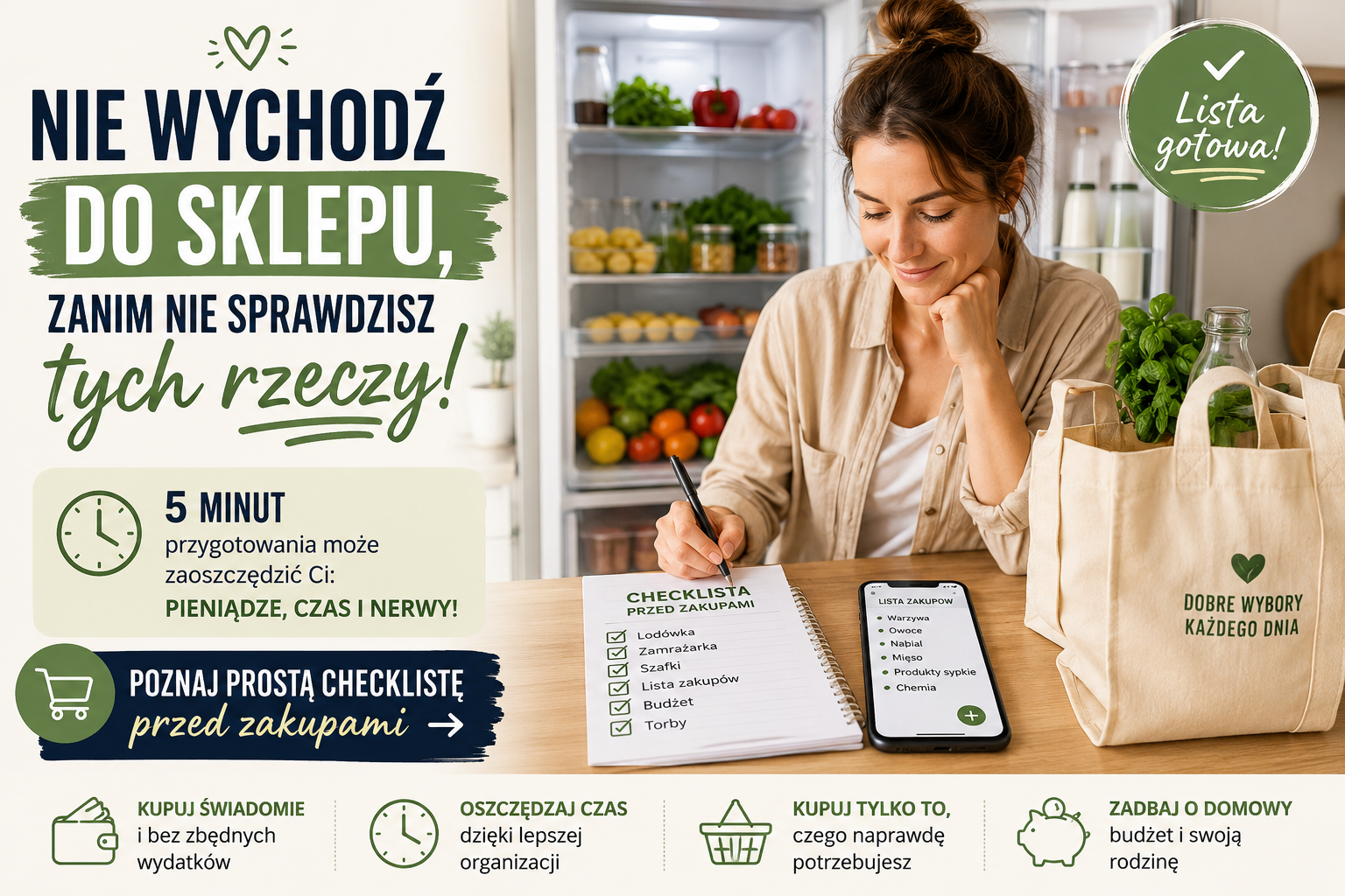 Checklista rzeczy, które sprawdzić przed zrobieniem zakupów