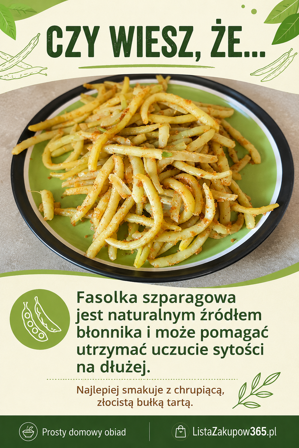 Fasolka szparagowa z bułką tartą – prosty przepis na tradycyjny polski obiad